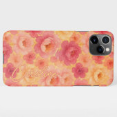 Aangepaste Classy pioenroos bloemen Waterverf Art iPhone Hoesje (Achterkant horizontaal)