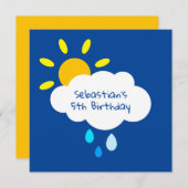 Aangepaste cloud, zon en regendruppels op zaterdag (Voorkant / Achterkant)