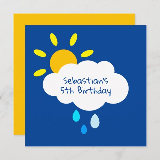 Aangepaste cloud, zon en regendruppels op zaterdag (Voorkant / Achterkant)