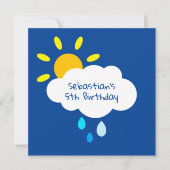 Aangepaste cloud, zon en regendruppels op zaterdag (Voorkant)