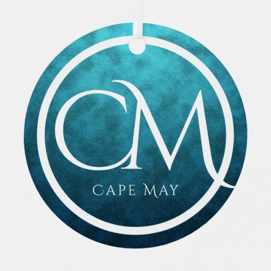 Aangepaste CM Cape May NJ Beach Kerstmis Metalen Ornament (Voorkant)