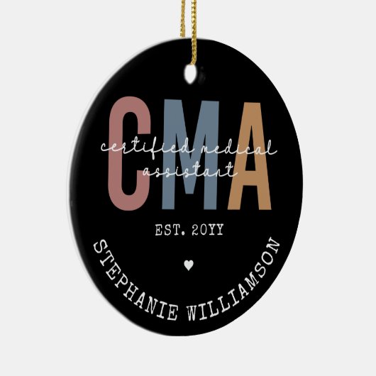 Aangepaste CMA Certified Medical Assistant Keramisch Ornament (Rechts)