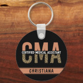 Aangepaste CMA Certified Medical Assistant Leopard Sleutelhanger (Voorkant)