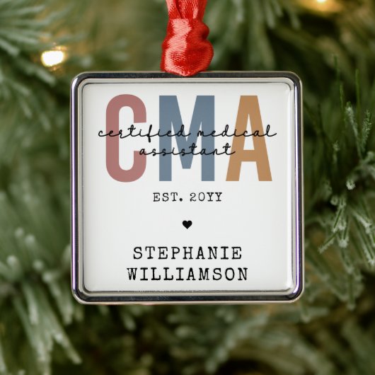 Aangepaste CMA Certified Medical Assistant Metalen Ornament (Boom)
