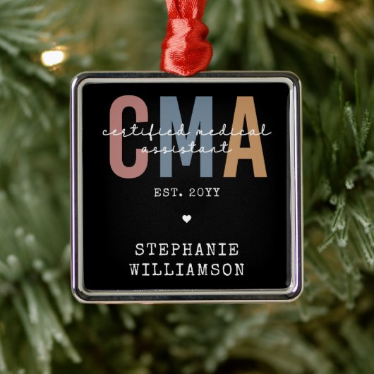 Aangepaste CMA Certified Medical Assistant Metalen Ornament (Boom)