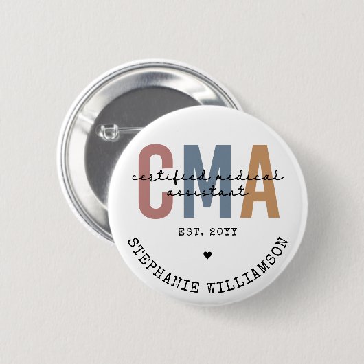 Aangepaste CMA Certified Medical Assistant Ronde Button 5,7 Cm (Voorkant /achterkant)