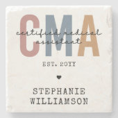 Aangepaste CMA Certified Medical Assistant Stenen Onderzetter (Voorkant)