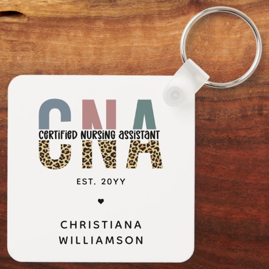 Aangepaste CNA Certified Nursing Assistant-cadeaus Sleutelhanger (Achterkant)