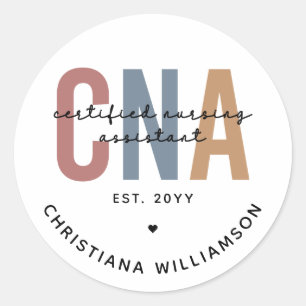 Aangepaste CNA Retro Certified Nursing Assistant-c Ronde Sticker