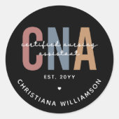 Aangepaste CNA Retro Certified Nursing Assistant-c Ronde Sticker (Voorkant)