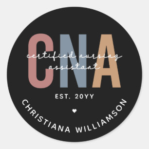 Aangepaste CNA Retro Certified Nursing Assistant-c Ronde Sticker