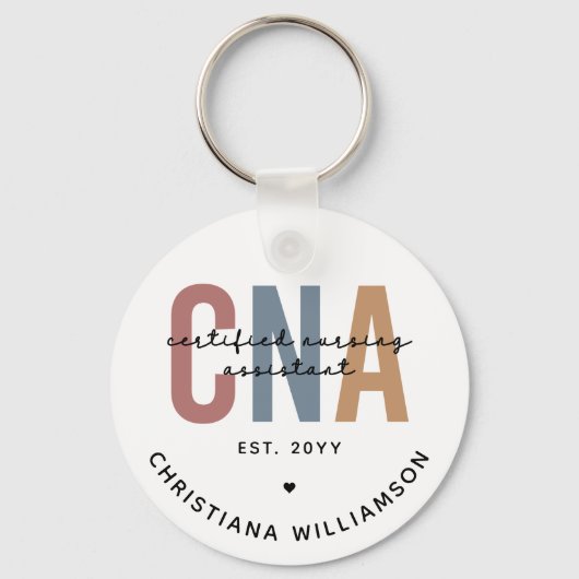 Aangepaste CNA Retro Certified Nursing Assistant-c Sleutelhanger (Voorkant)