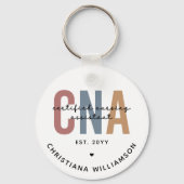 Aangepaste CNA Retro Certified Nursing Assistant-c Sleutelhanger (Achterkant)