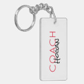 Aangepaste COACH NAAM rode zwarte teamkleuren Sleutelhanger (Voorkant Links)