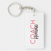 Aangepaste COACH NAAM rode zwarte teamkleuren Sleutelhanger (Voorkant)