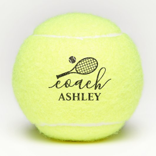 Aangepaste Coach Name Script Font Tennis Balls Tennisballen (Voorkant)