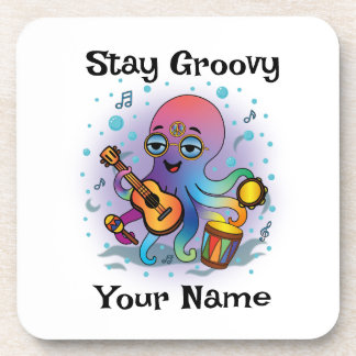 Aangepaste coaster | Retro Octopus | Naam & Tekst Bier Onderzetter