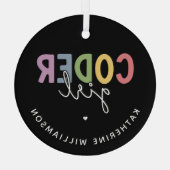 Aangepaste coder-Girl-programma Glas Ornament (Achterkant)