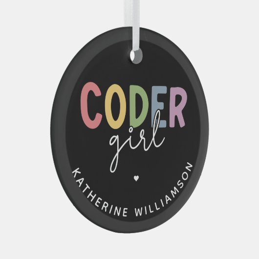 Aangepaste coder-Girl-programma Glas Ornament (Voorkant Rechts)