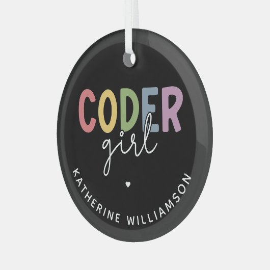 Aangepaste coder-Girl-programma Glas Ornament (Voorkant links)