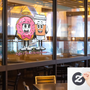 Aangepaste Coffee And Donuts Beste Vriendinnen Voo Raamsticker