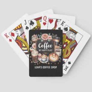☕Aangepaste Coffeecore Keuken Cafe Coffee Happy Pl Pokerkaarten