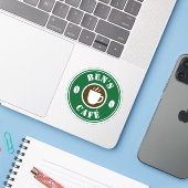 Aangepaste coffeeshop business logo vinyl stickers (Laptop met iPhone)