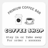 Aangepaste coffeeshop logo vierkante sticker (Voorkant)