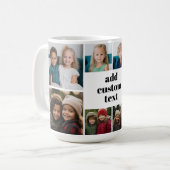 Aangepaste Collage 8 Foto - wit met zwarte tekst Koffiemok (Voorkant links)