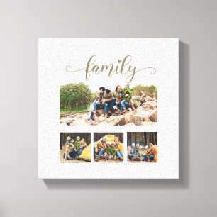 Aangepaste collage met vier familiefoto's en een l canvas afdruk