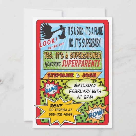 Aangepaste Comic Book Baby Shower Uitnodigingen (Voorkant)