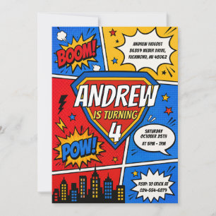 Aangepaste Comic Book Hero Verjaardagsfeestje Kaart