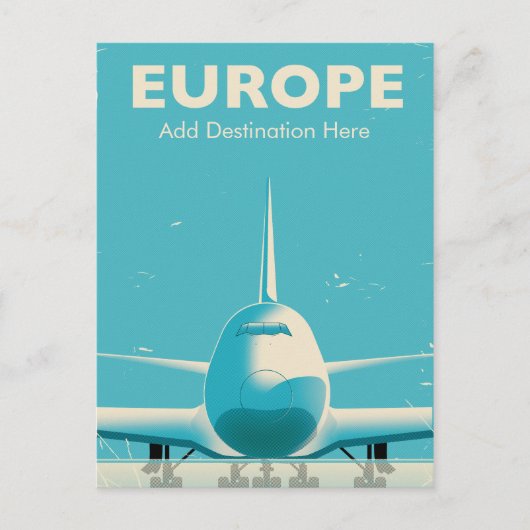 Aangepaste commerciële luchtlijnbestemming Europa Briefkaart (Voorkant)