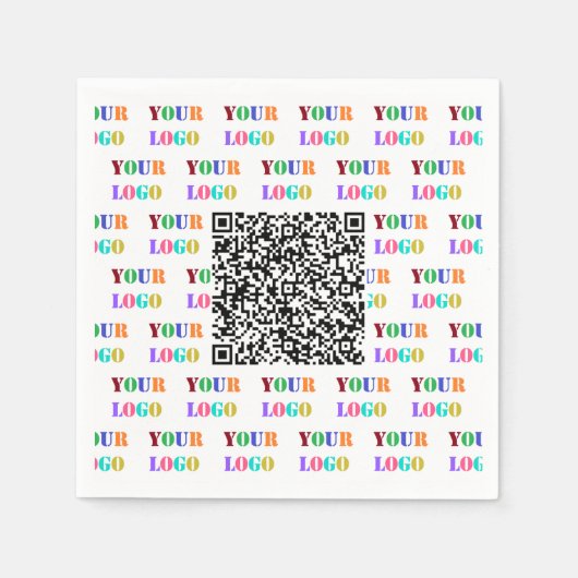 Aangepaste Company Logo en QR Code Business Napkin Servet (Voorkant)