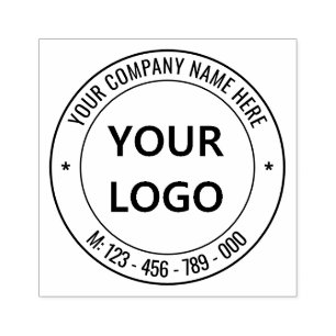 Aangepaste Company Logo en tekst Ronde Rubber Stam Rubberstempel