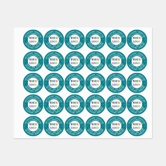 Aangepaste Company Logo Tekst Ronde labels Uw kleu (Vel)