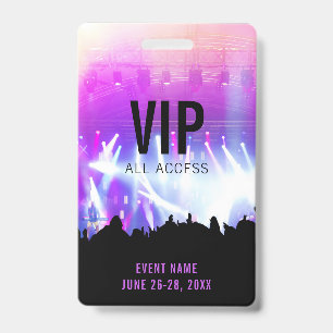 Aangepaste concert VIP All Access-pas Badge