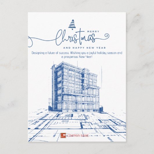 Aangepaste constructie en ontwerp, architectenblau feestdagenkaart (Voorkant)