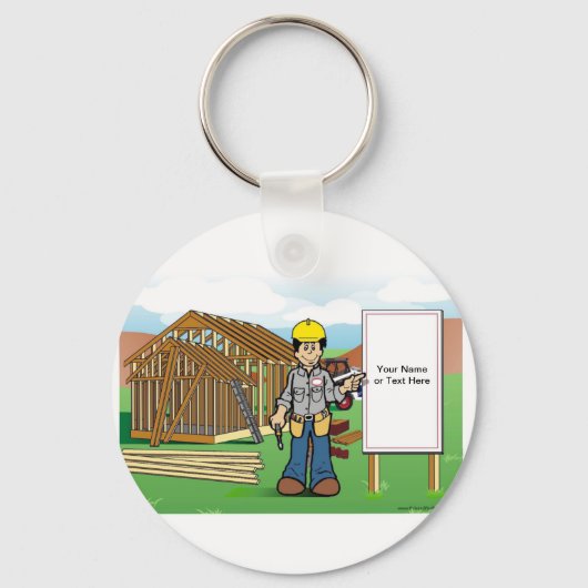 Aangepaste constructie, Home Builder Cartoon Tw Sleutelhanger (Voorkant)