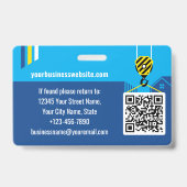 Aangepaste constructie-ID-werk-QR-code donkerblauw Badge (Achterkant)