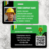 Aangepaste constructie ID werk QR Code Groen Zwart Badge