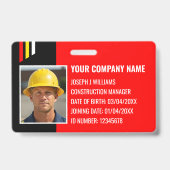 Aangepaste constructie-ID-werk-QR-code rood zwart Badge (Voorzijde)