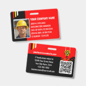 Aangepaste constructie-ID-werk-QR-code rood zwart Badge (Voor- en achterkant)