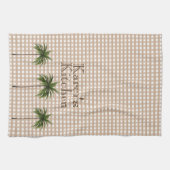 Aangepaste controle Gingham | Groene palmbomen Theedoek (Horizontaal)