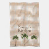 Aangepaste controle Gingham | Groene palmbomen Theedoek (Verticaal)