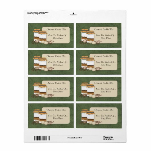 Aangepaste Cookie Mix Jar Label (Full Sheet)
