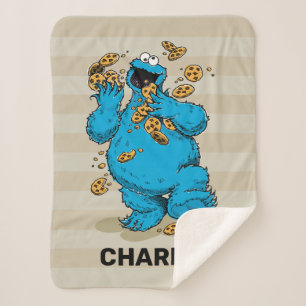 Aangepaste Cookie Monster   Ontwikkeling Waterverf Sherpa Deken