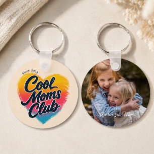 Aangepaste "Cool Moms Club" Hart Foto Sleutelhanger