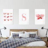 Aangepaste Coquette Aardbeien & Bogen Design Muurkunst Sets (Slaapkamer)
