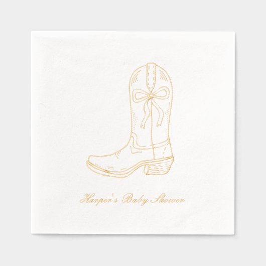 Aangepaste Coquette Boots & Bows Baby shower serve Folie Servetten (Voorkant)